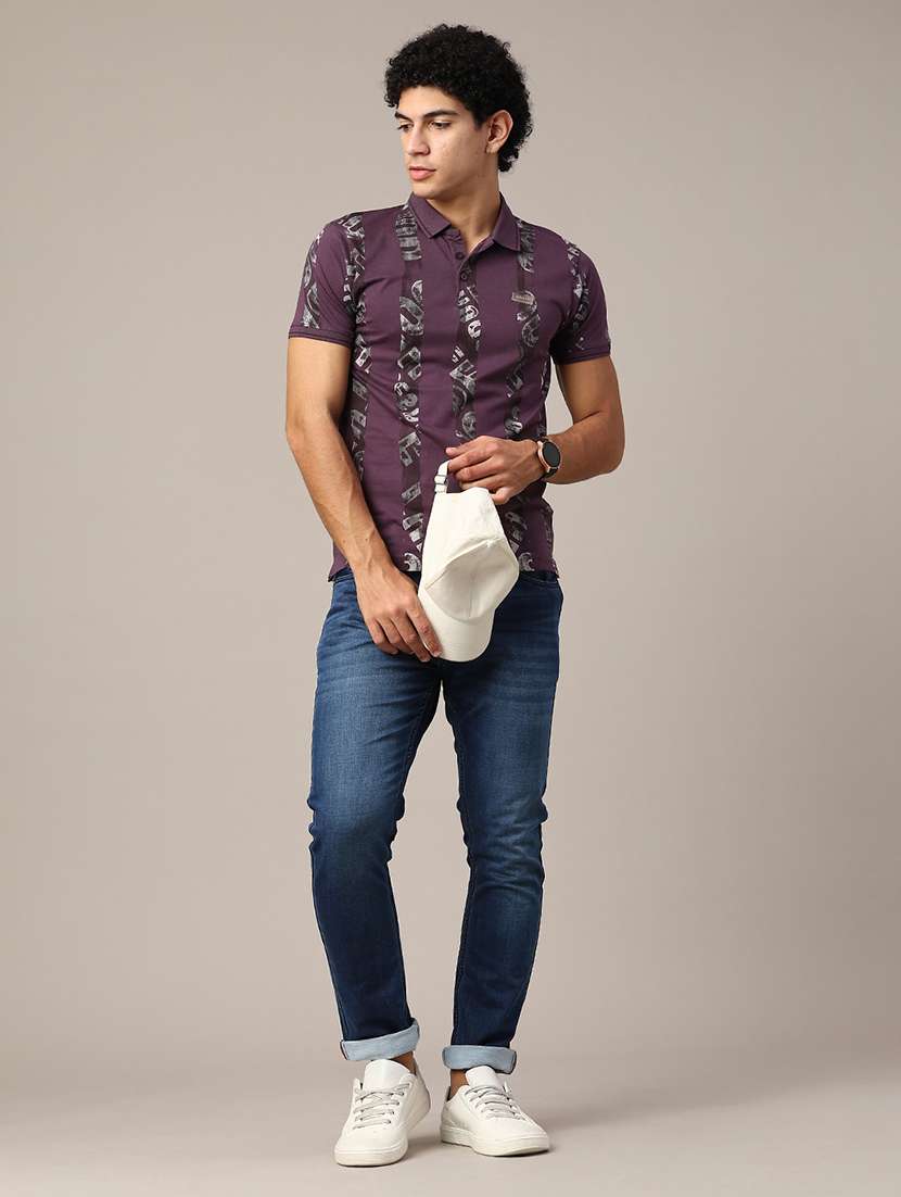 purple cotton blend plain tshirt - 22359969 -  Standard Image - 3