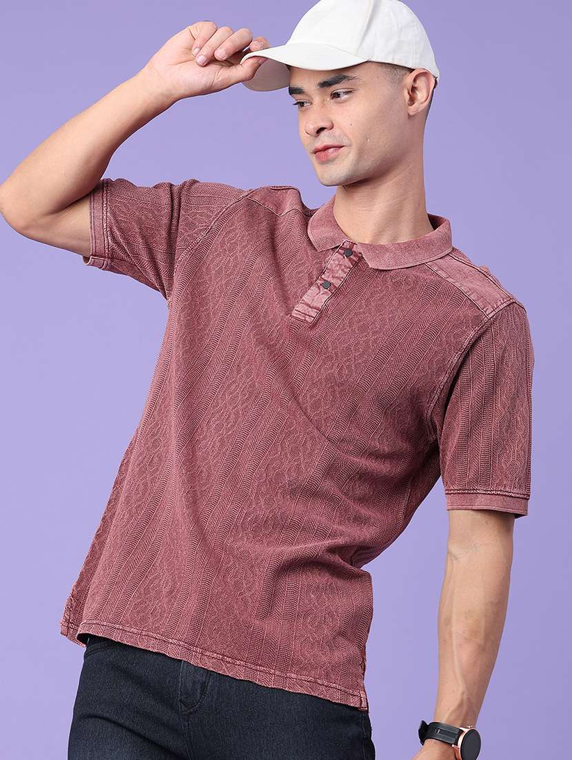 men self design short sleeves casual t-shirt