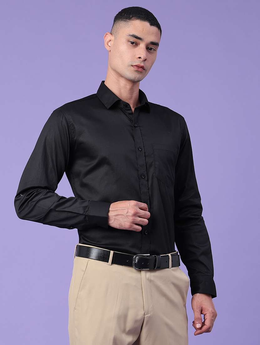 men solid long sleeve slim fit formal shirt - 22360015 -  Standard Image - 3