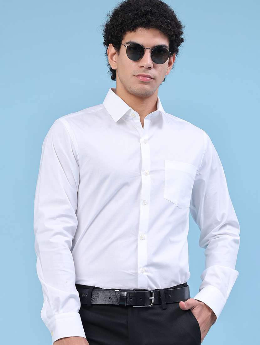 men solid long sleeve slim fit formal shirt
