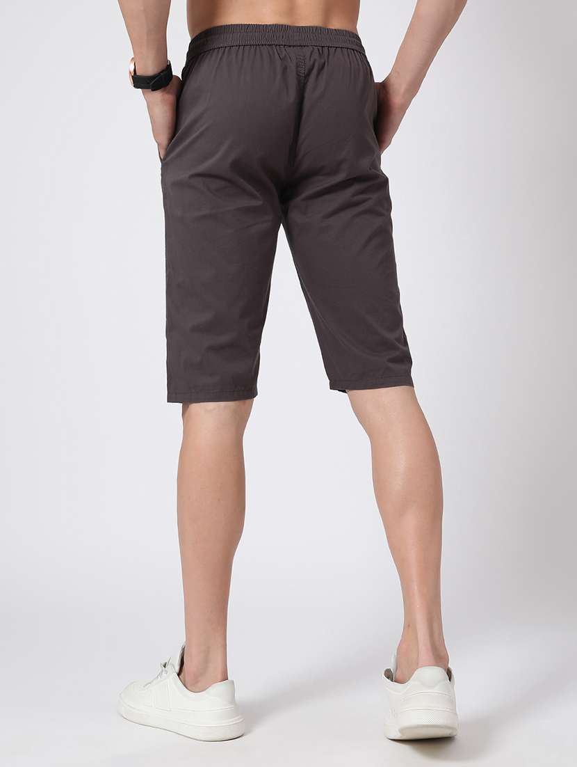 grey cotton shorts three  fourths - 22360042 -  Standard Image - 3