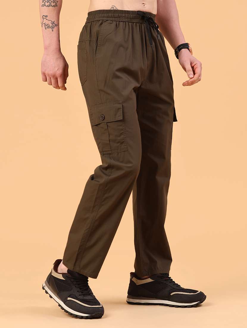 Olive Cotton Full Length Track Pant - 22360113 -  Standard Image - 3
