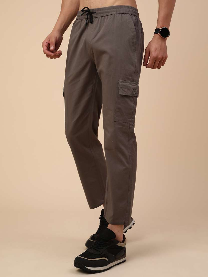 grey cotton  full length track pant - 22360120 -  Standard Image - 3