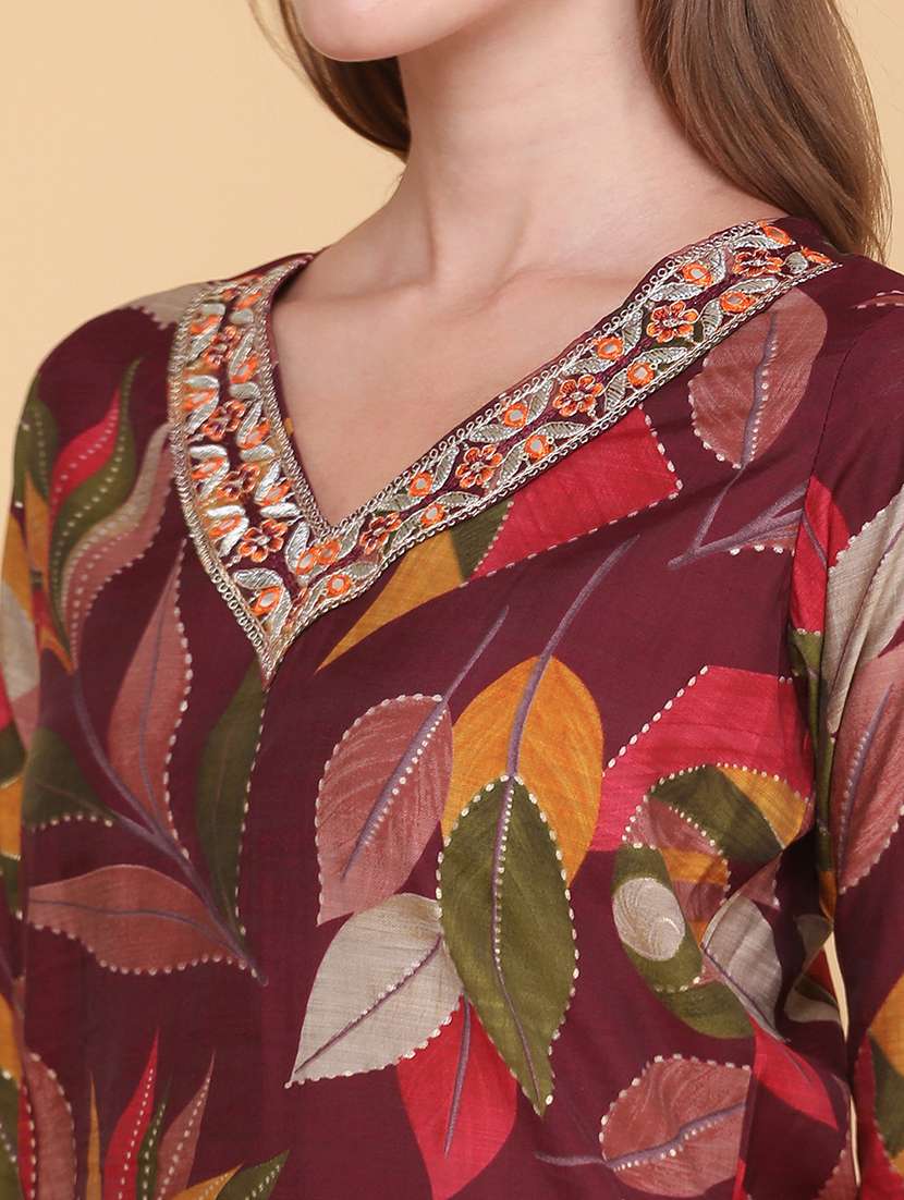 women printed three quarter sleeve kurta pant set - 22360188 -  Standard Image - 5