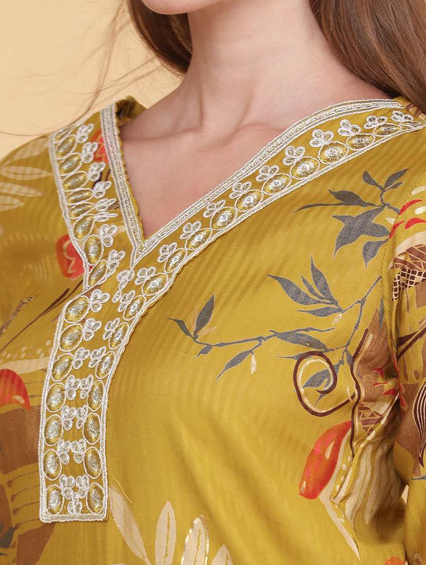 women printed three quarter sleeve kurta pant set - 22360189 -  Standard Image - 5