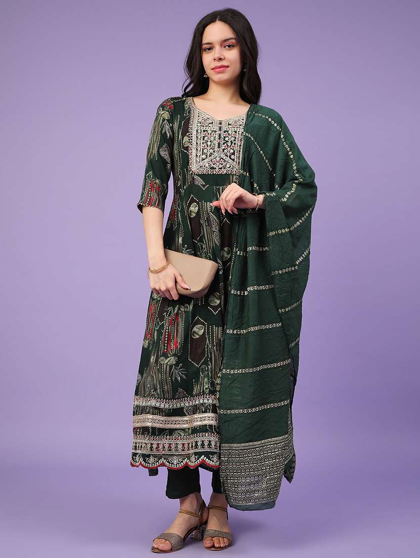 green rayon kurta pant  set
