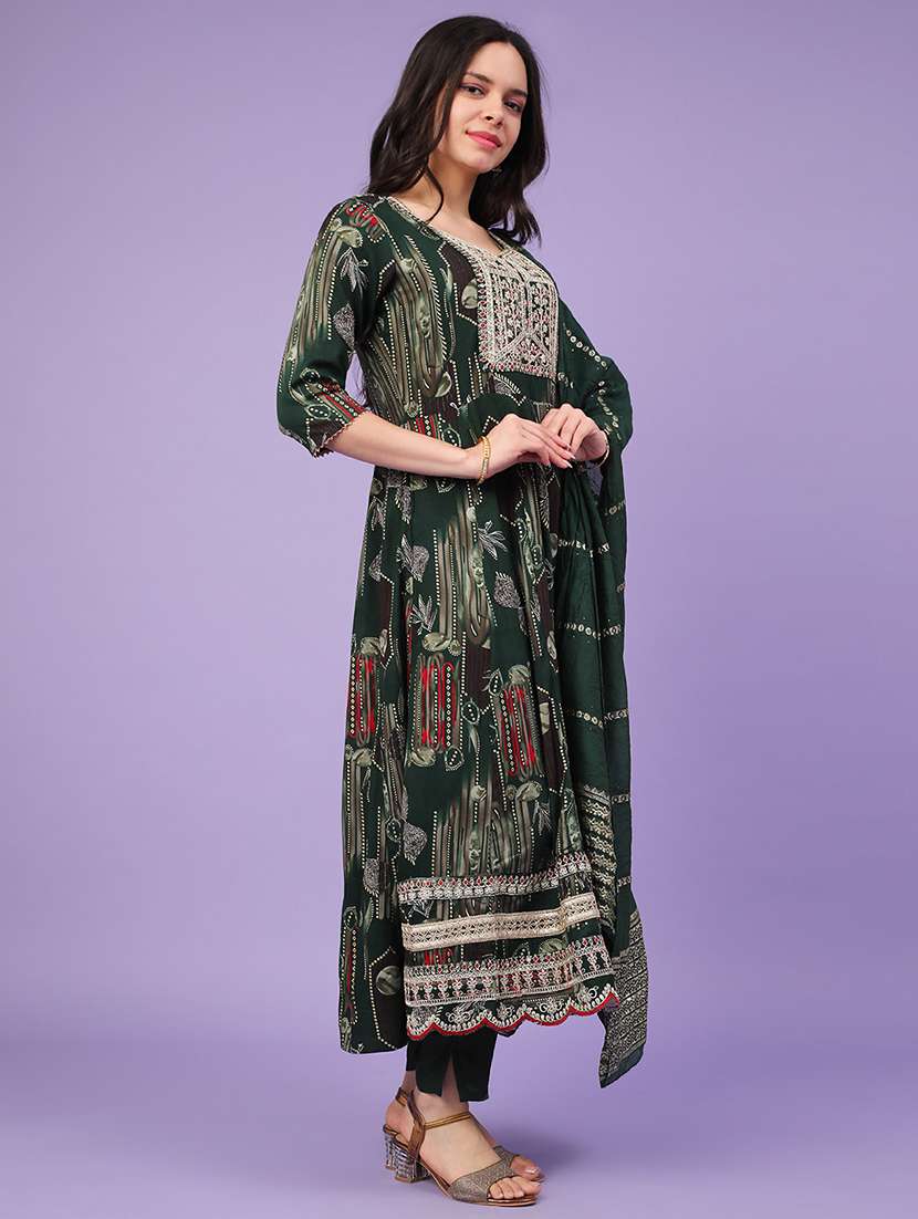 green rayon kurta pant  set - 22360196 -  Standard Image - 3
