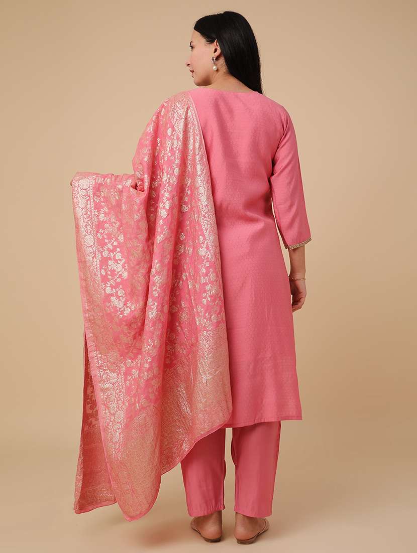 pink cotton kurta pant  set - 22360202 -  Standard Image - 3