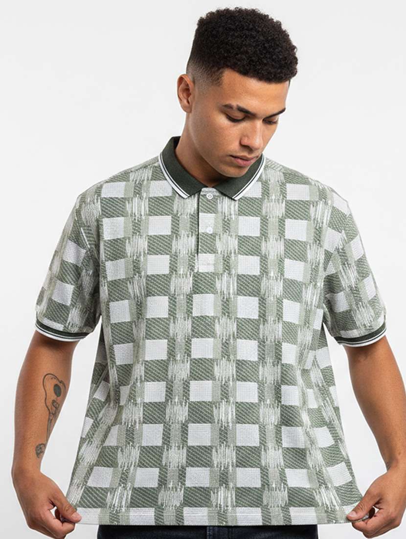 men printed short sleeve regular fit polo t-shirt