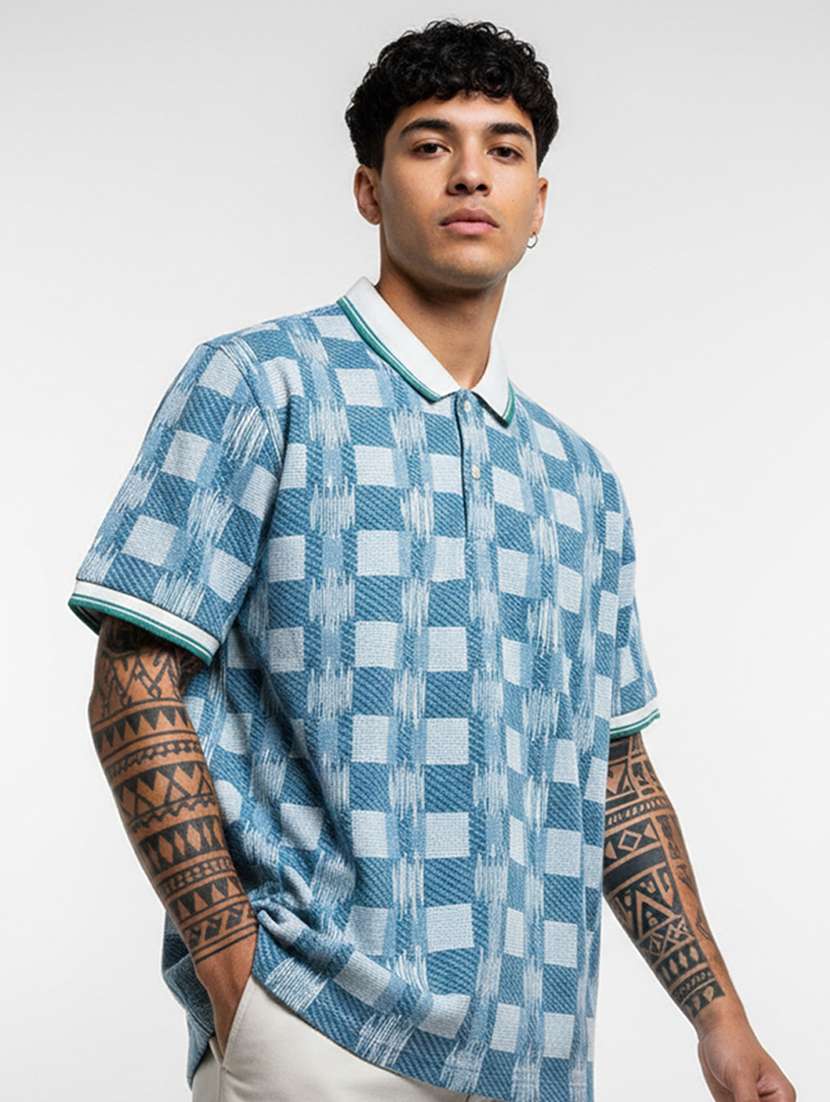 men printed short sleeve regular fit polo t-shirt