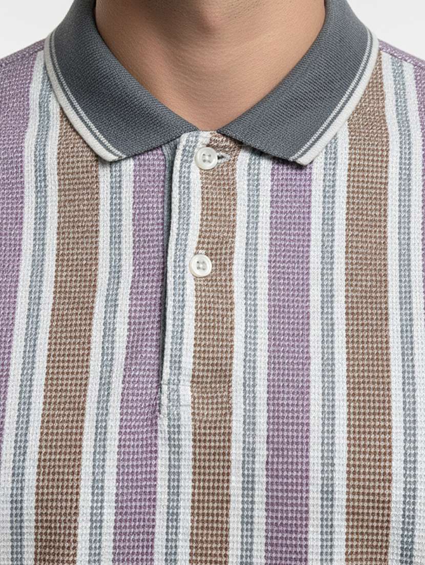 men striped short sleeve regular fit polo t-shirt - 22360242 -  Standard Image - 3