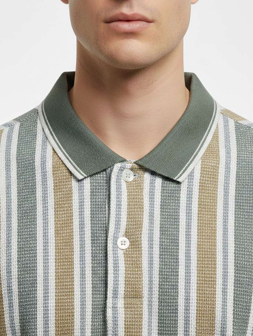 men striped short sleeve regular fit polo t-shirt - 22360246 -  Standard Image - 3