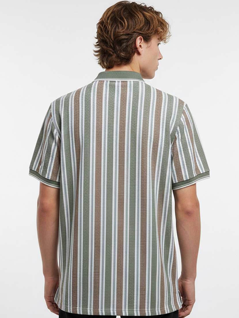 men striped short sleeve regular fit polo t-shirt - 22360247 -  Standard Image - 3