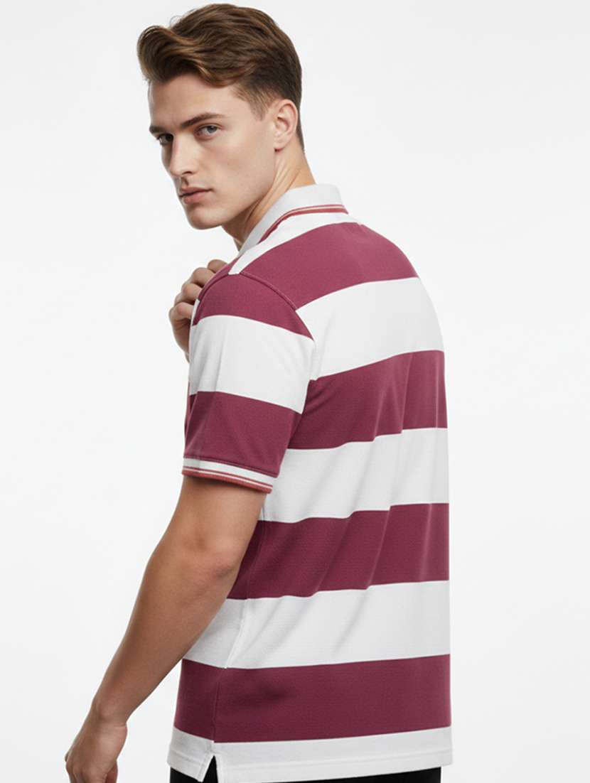 men striped short sleeve regular fit polo t-shirt - 22360248 -  Standard Image - 3