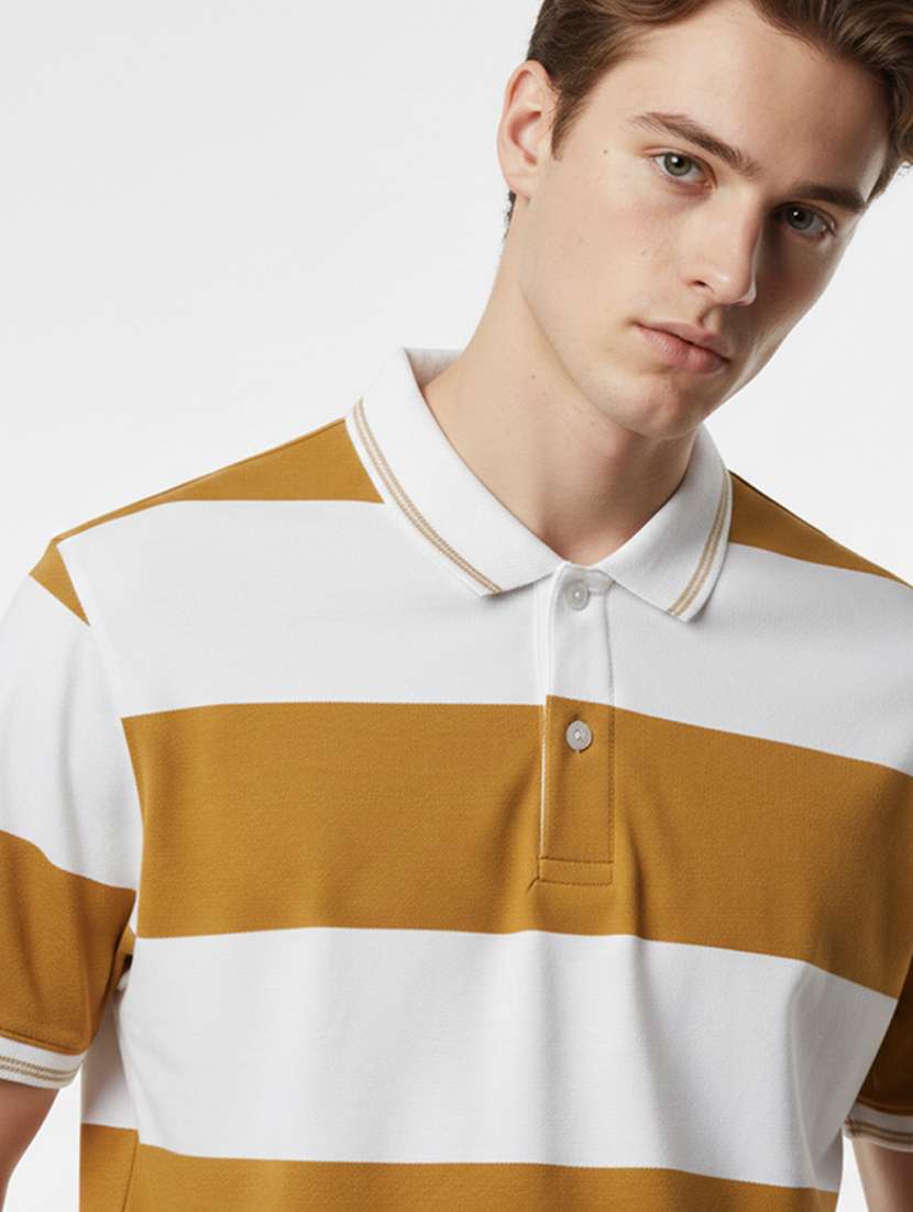 men striped short sleeve regular fit polo t-shirt - 22360250 -  Standard Image - 3