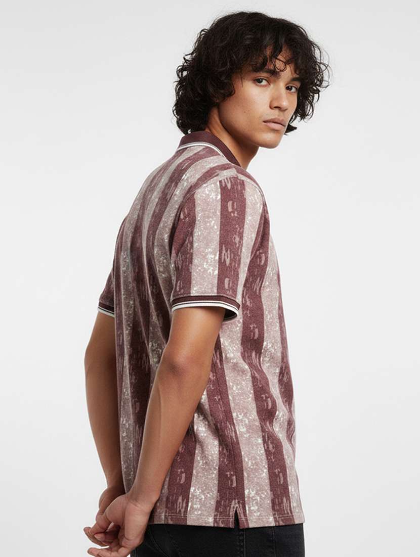 men striped short sleeve regular fit polo t-shirt - 22360253 -  Standard Image - 3