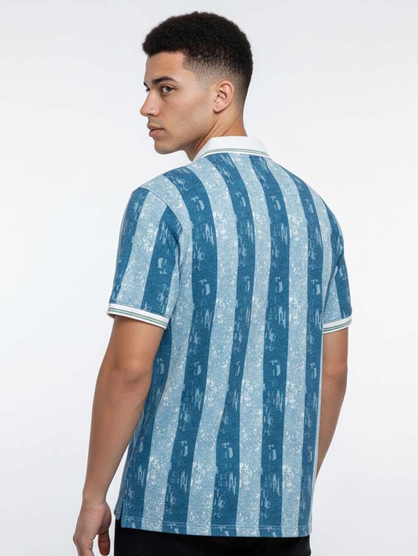 men striped short sleeve regular fit polo t-shirt - 22360254 -  Standard Image - 3