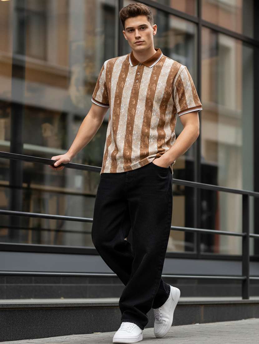men striped short sleeve regular fit polo t-shirt - 22360255 -  Standard Image - 3