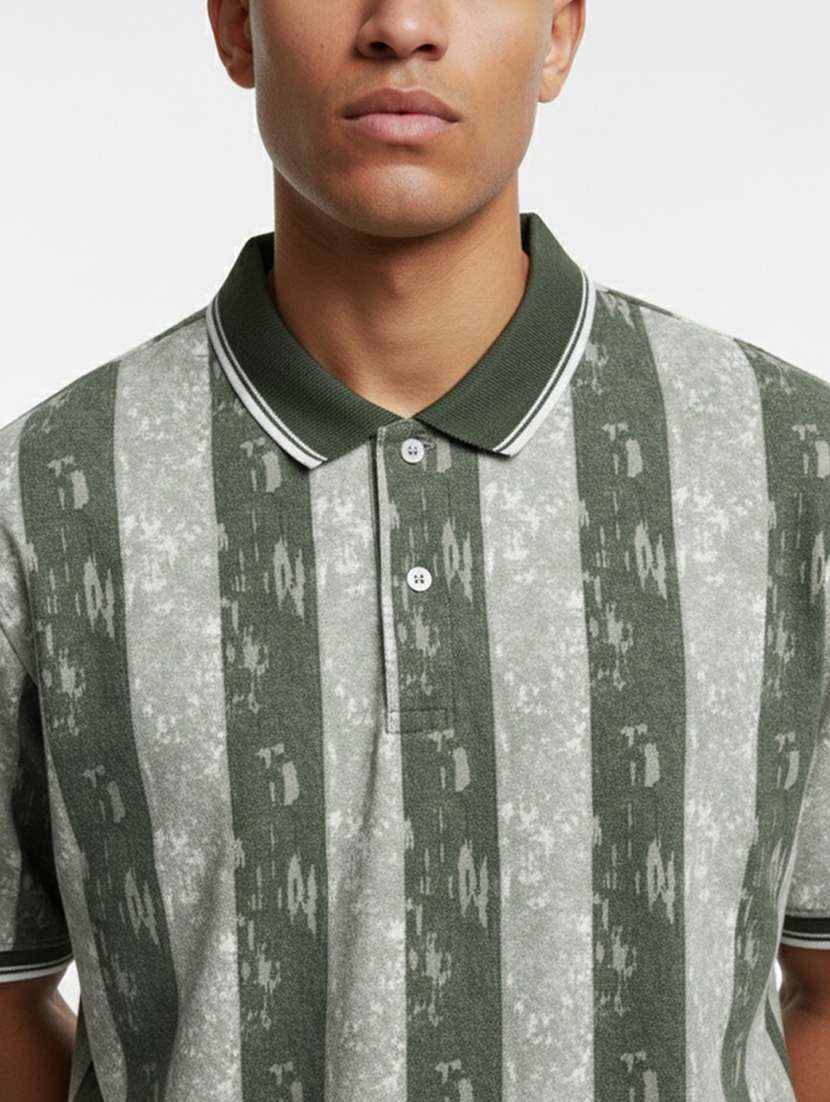 men striped short sleeve regular fit polo t-shirt - 22360257 -  Standard Image - 3