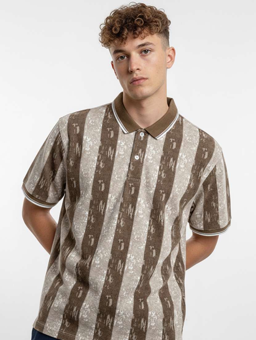 men striped short sleeve regular fit polo t-shirt