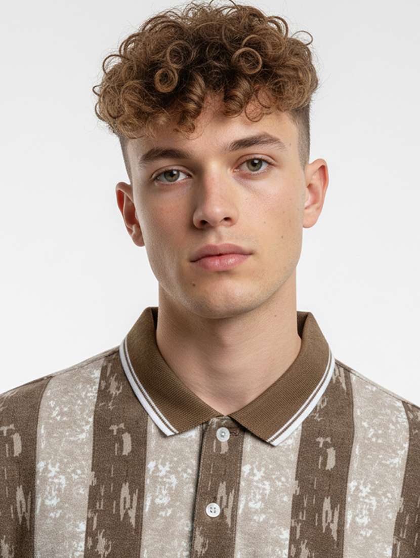 men striped short sleeve regular fit polo t-shirt - 22360258 -  Standard Image - 3