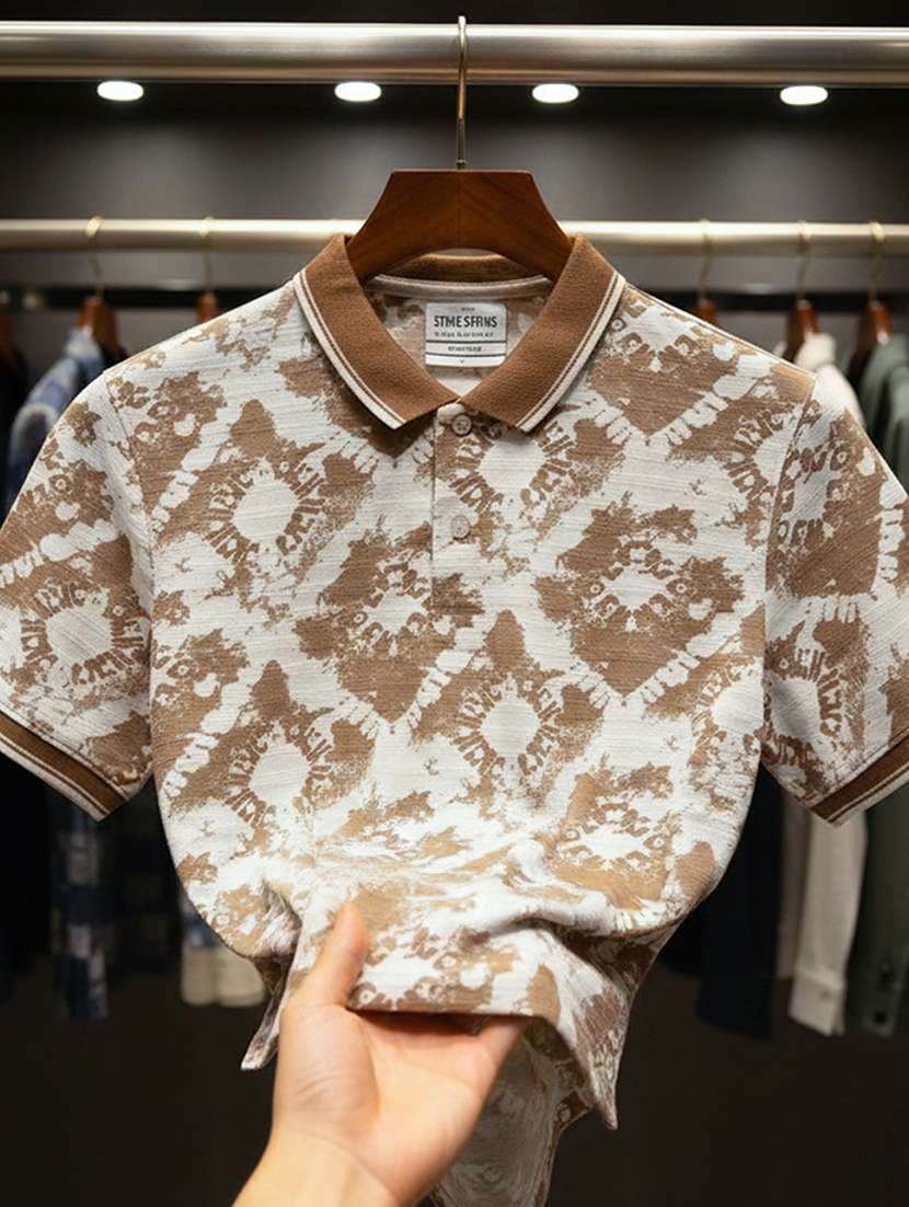 men printed short sleeve regular fit polo t-shirt - 22360274 -  Standard Image - 3