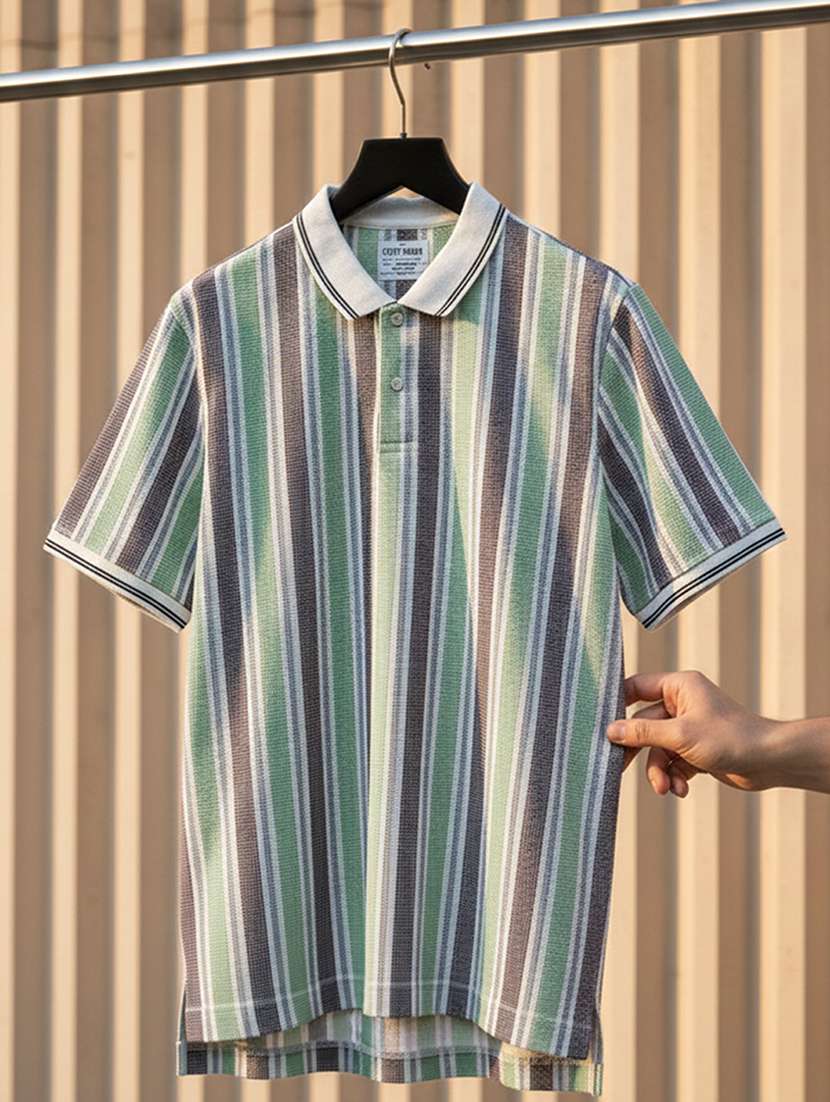 Men Striped Short Sleeve Regular Fit Polo T-shirt - 22360288 -  Standard Image - 3