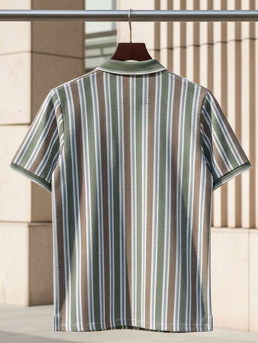 men striped short sleeve regular fit polo t-shirt - 22360290 -  Standard Image - 3