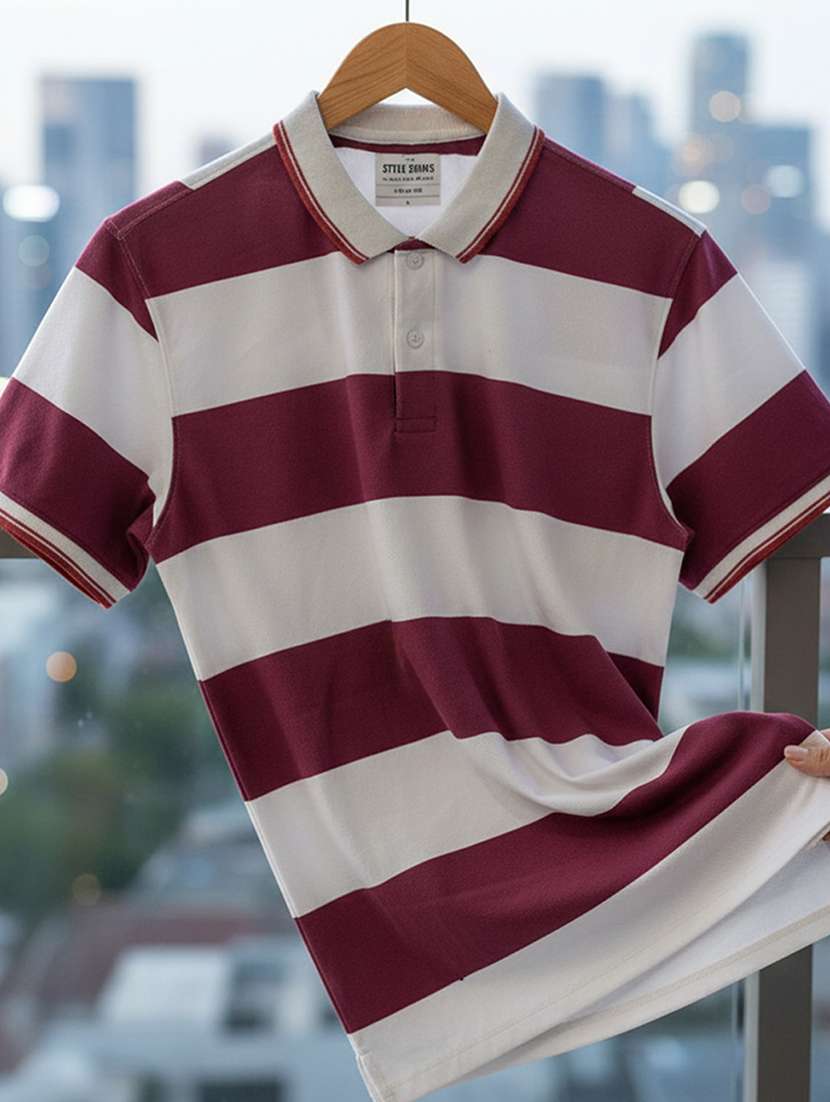 men striped short sleeve regular fit polo t-shirt - 22360291 -  Standard Image - 3