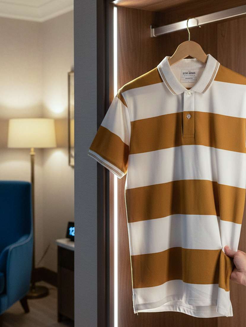 men striped short sleeve regular fit polo t-shirt - 22360293 -  Standard Image - 3