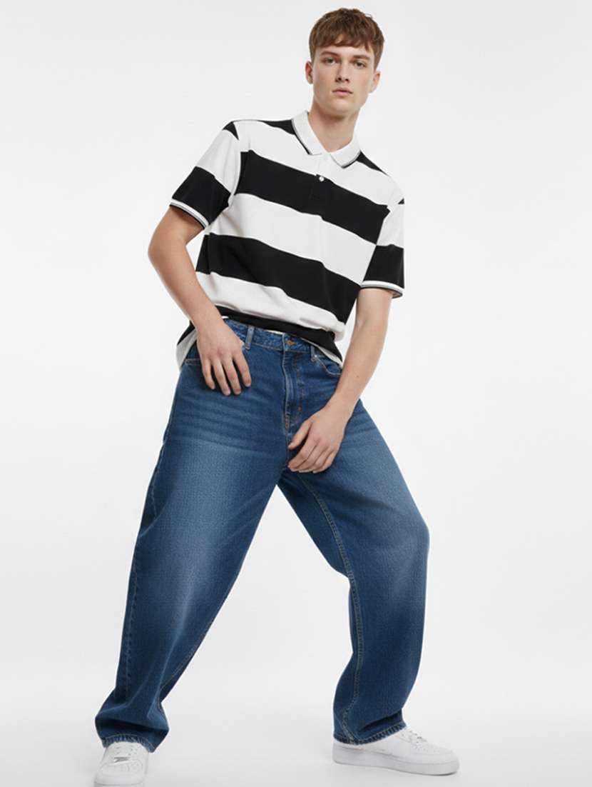 men striped short sleeve regular fit polo t-shirt