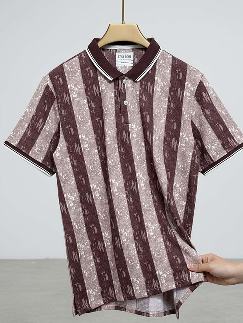 men striped short sleeve regular fit polo t-shirt - 22360296 -  Standard Image - 3