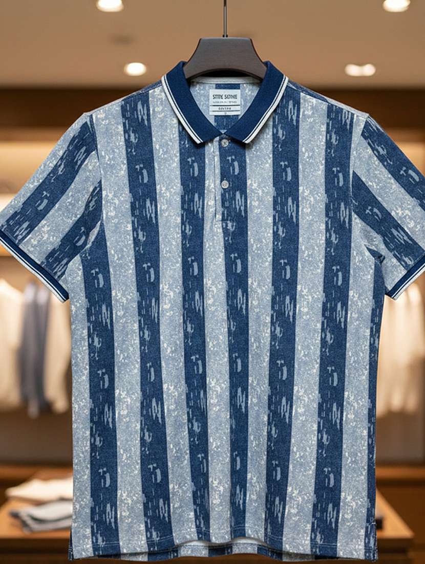 Men Striped Short Sleeve Regular Fit Polo T-shirt - 22360299 -  Standard Image - 3