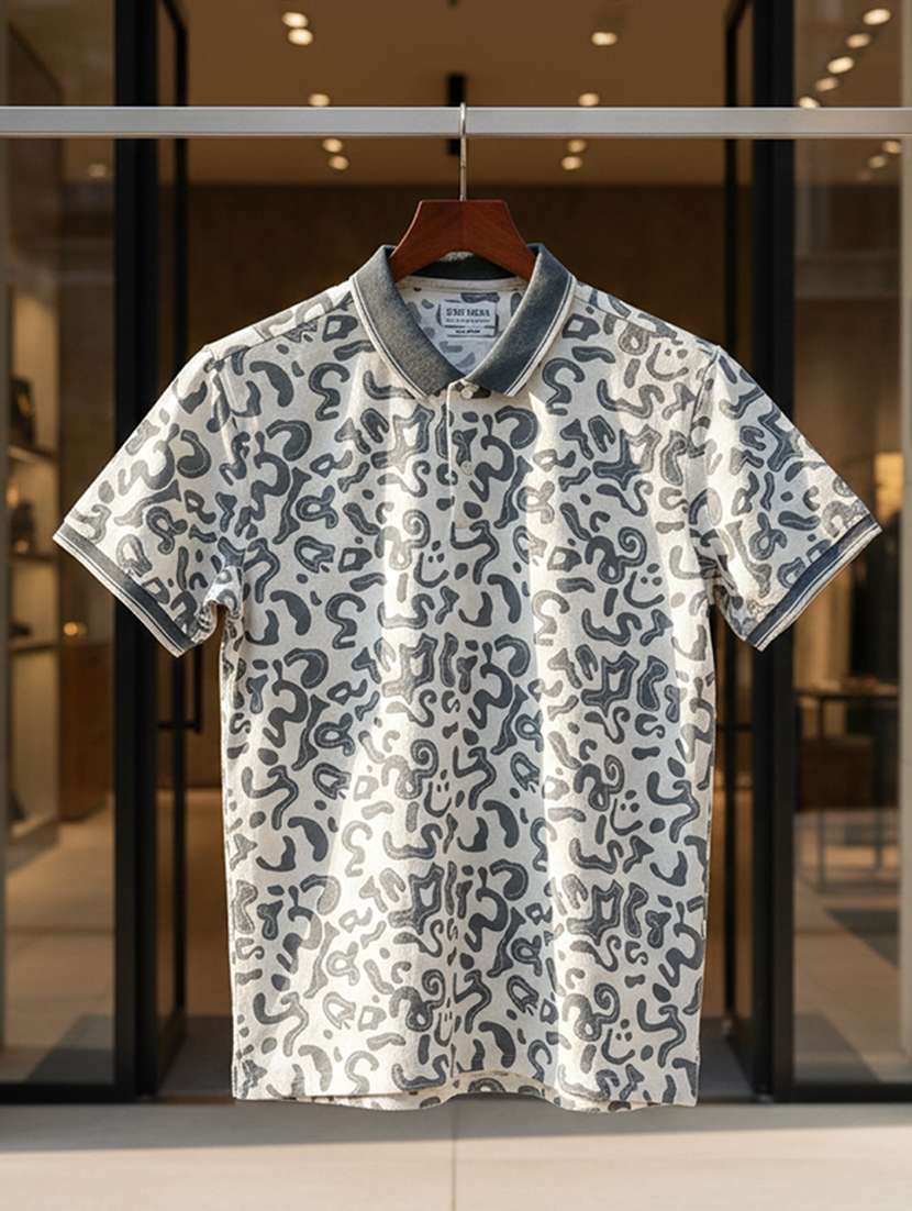 men printed short sleeve regular fit polo t-shirt - 22360301 -  Standard Image - 3