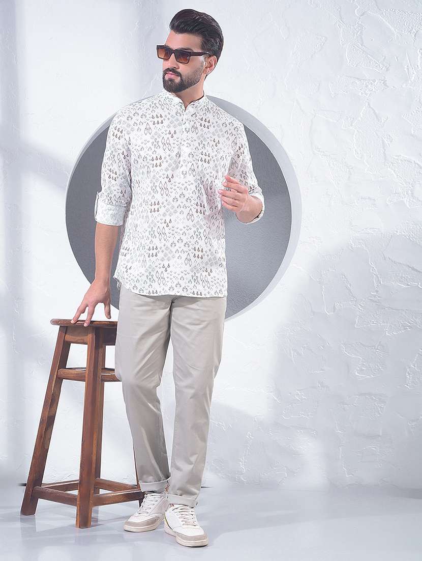 men printed long sleeve short kurta  - 22360355 -  Standard Image - 5