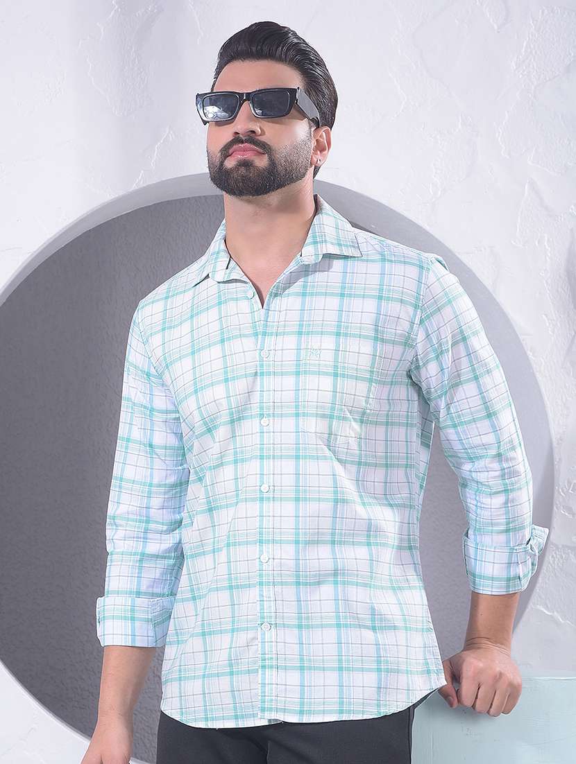 men checkered long sleeve regular fit casual shirt