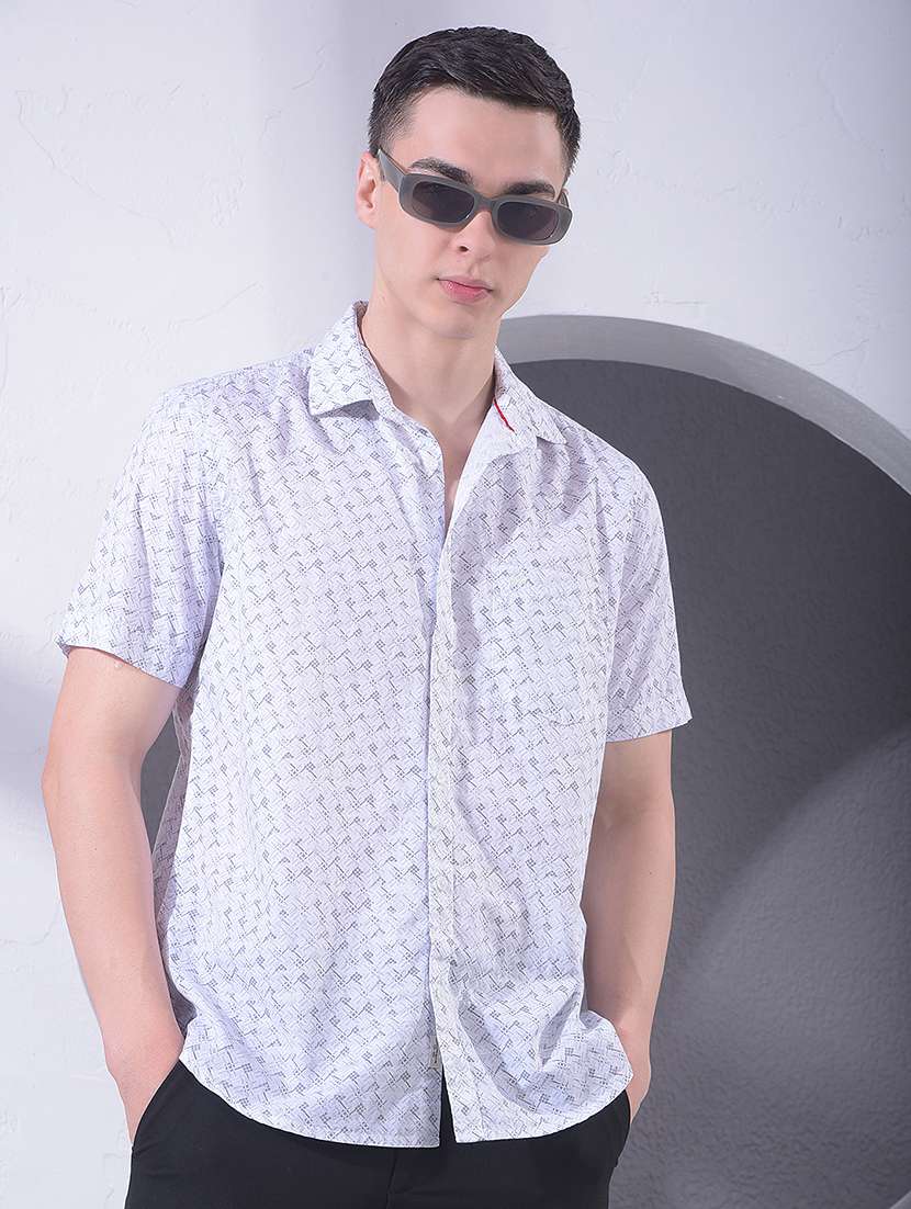 men printed short sleeve casual shirt