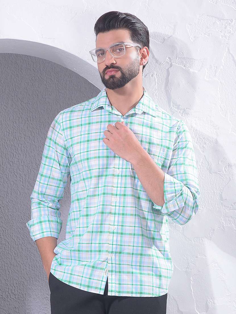 men checkered long sleeve regular fit casual shirt