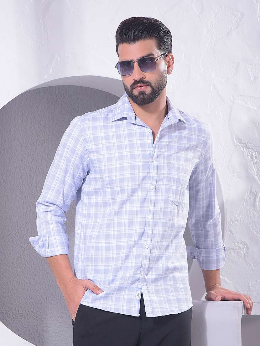 men checkered long sleeve regular fit casual shirt