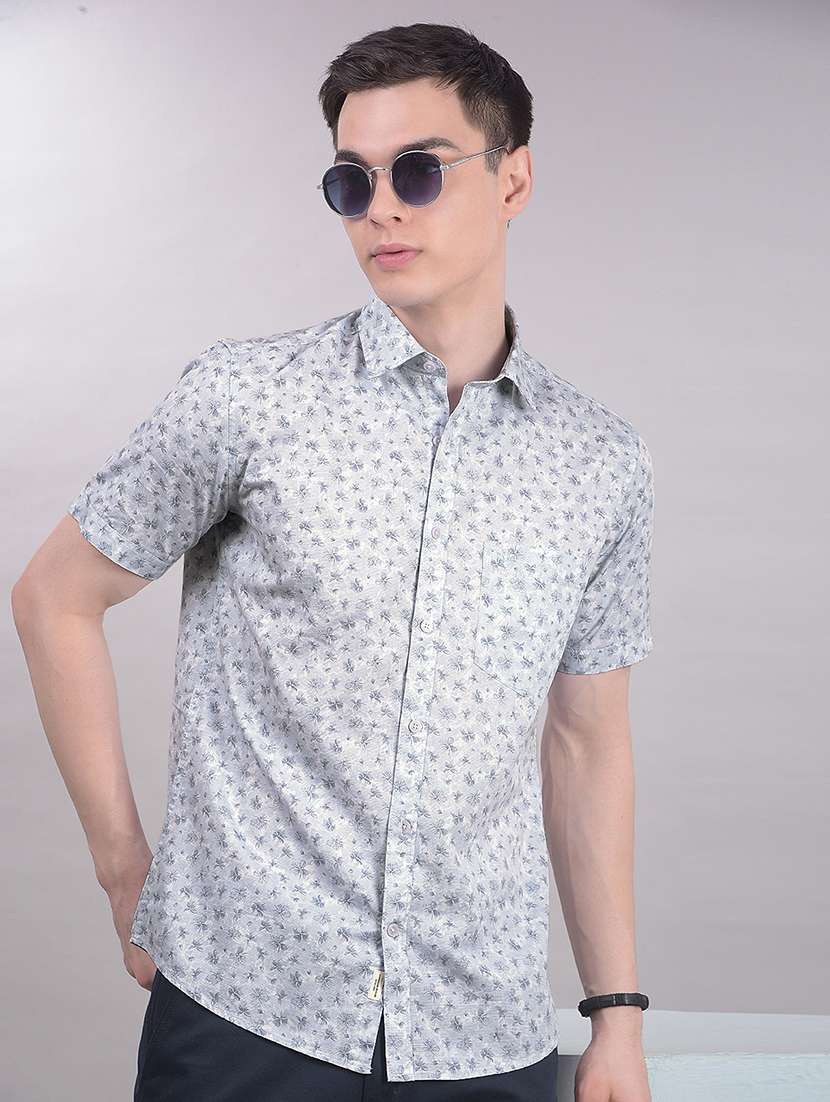 men printed short sleeve casual shirt