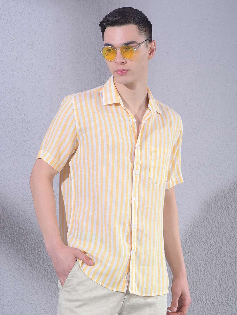 men striped short sleeve casual shirt