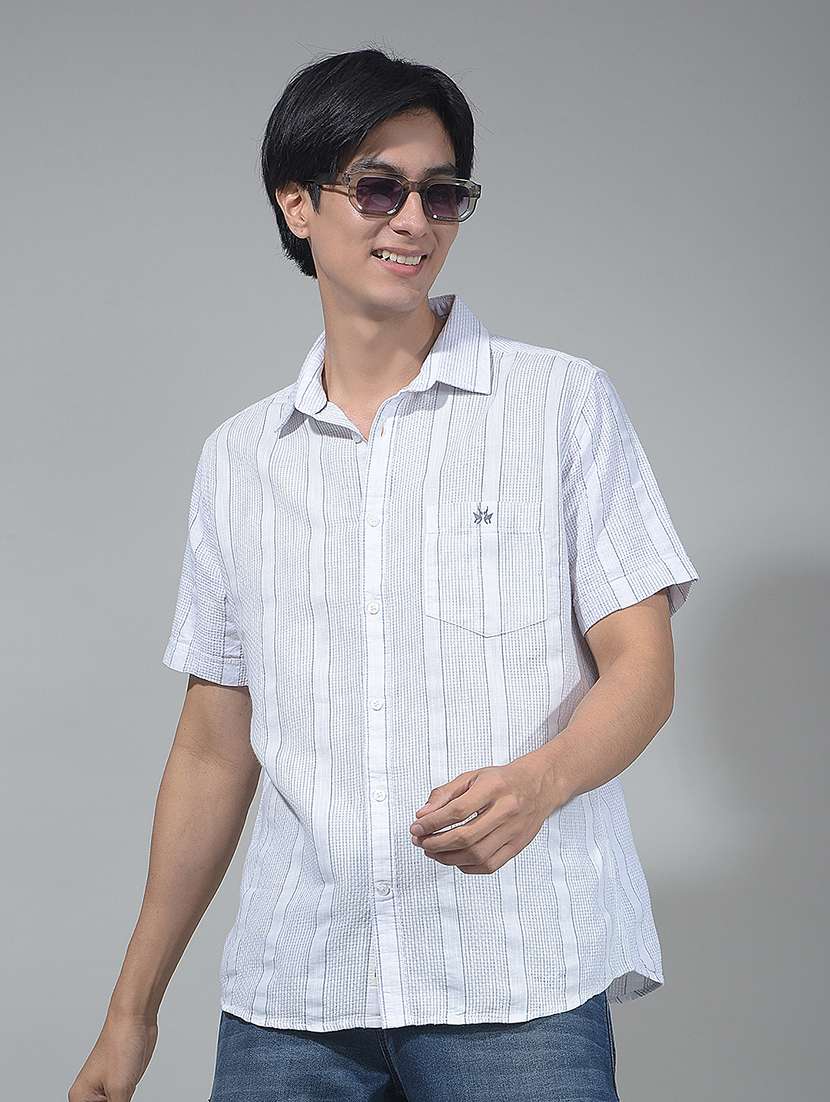 men striped short sleeve casual shirt