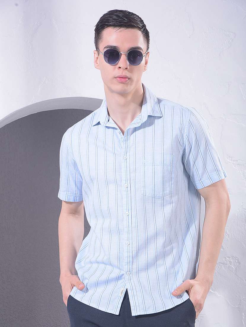 men striped short sleeve casual shirt