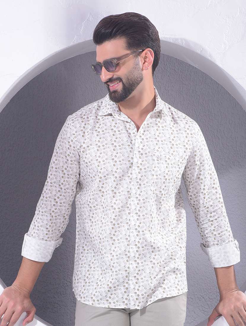 men printed long sleeve casual shirt