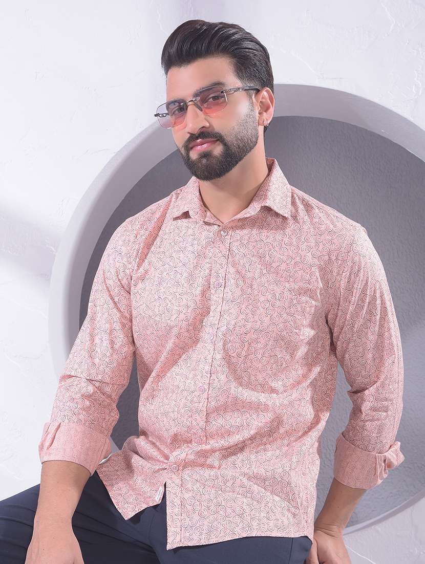 men printed long sleeve regular fit casual shirt