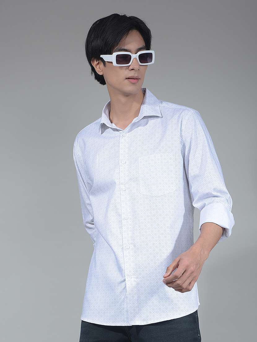 men printed long sleeve regular fit casual shirt