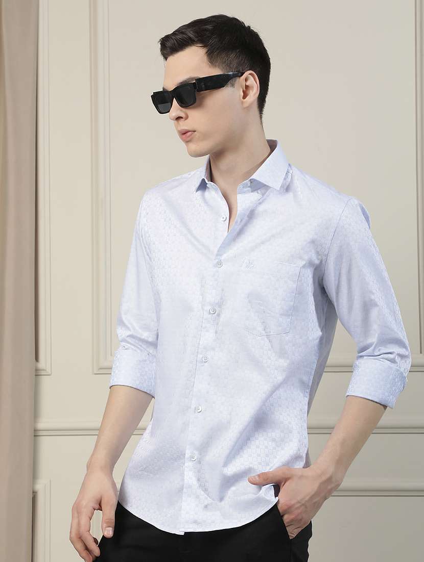 men printed long sleeve regular fit casual shirt