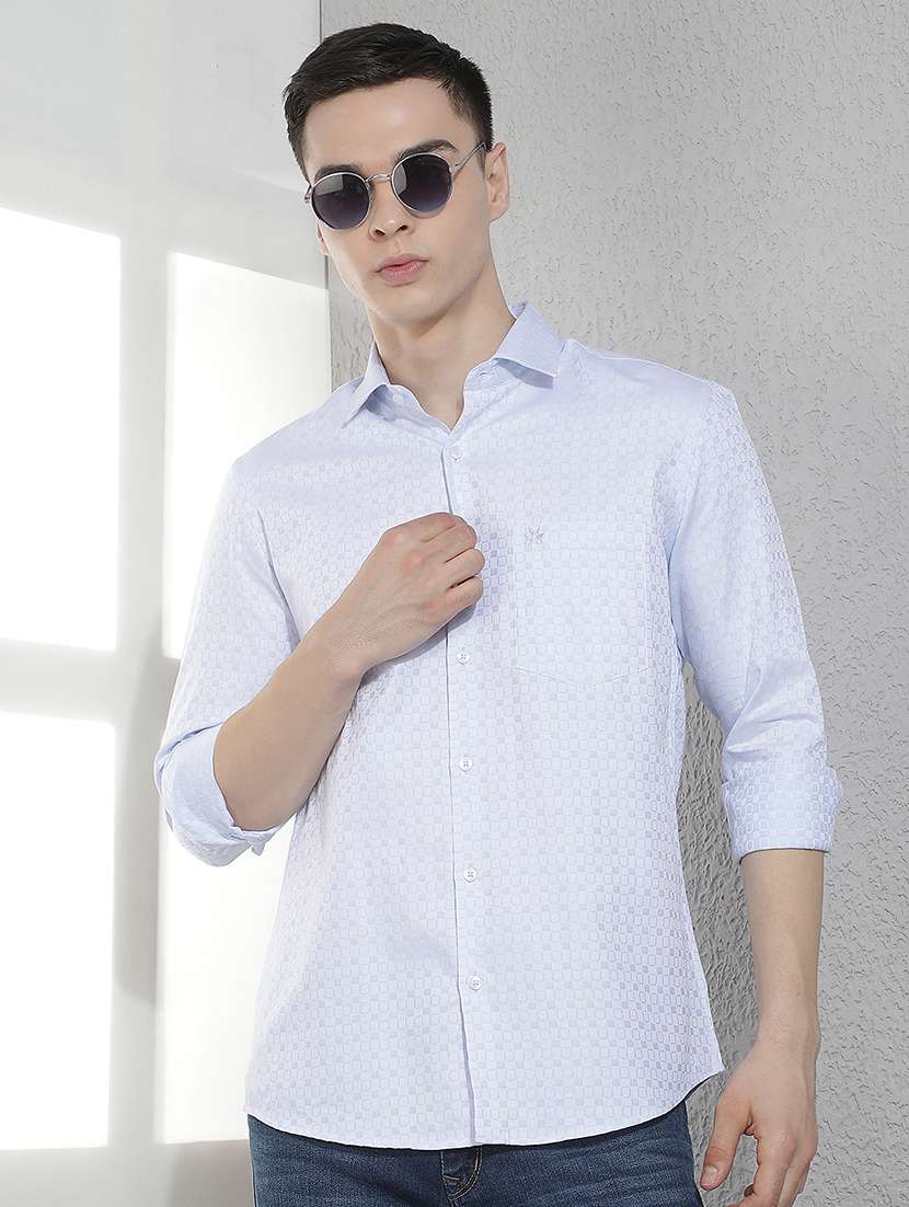men printed long sleeve regular fit casual shirt