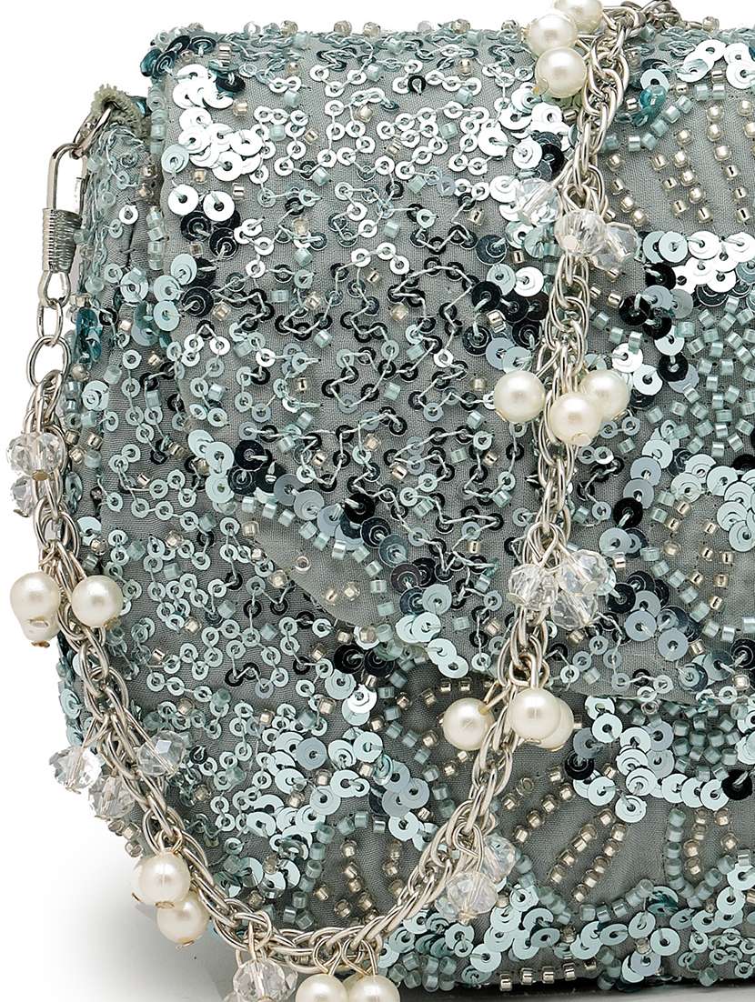 women embellished clutch with sling chain - 22360654 -  Standard Image - 3