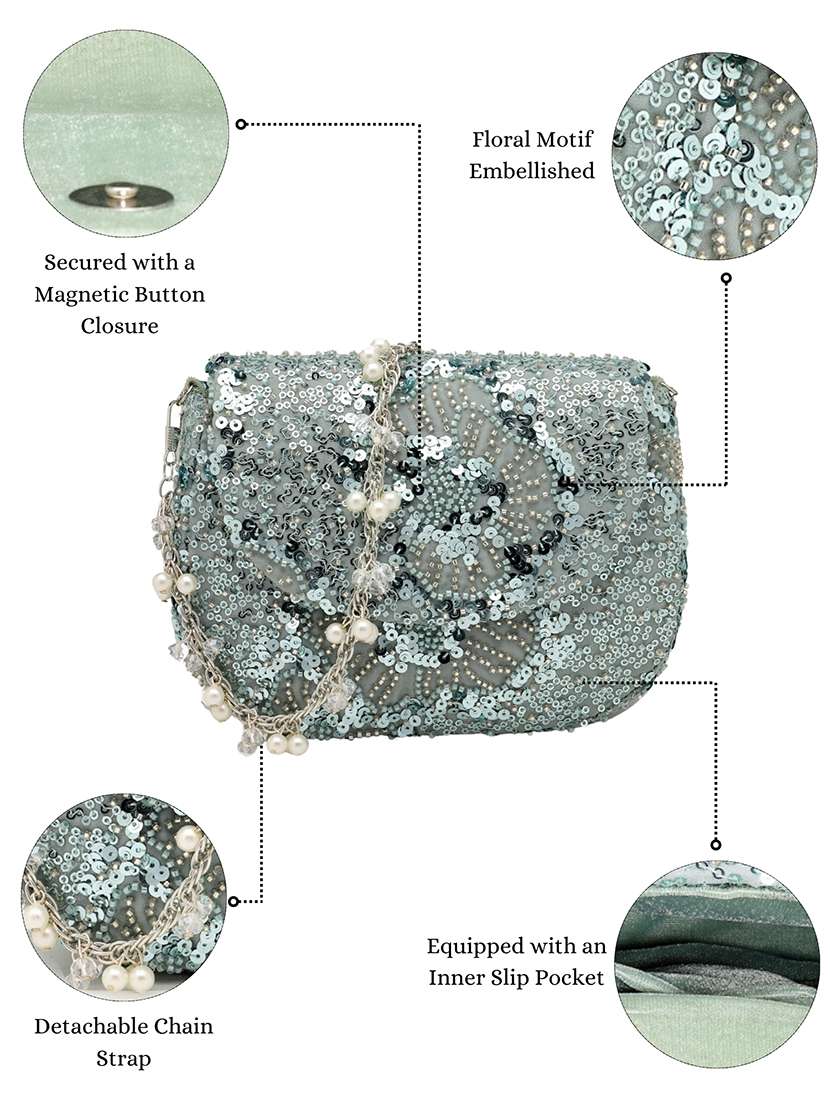 women embellished clutch with sling chain - 22360654 -  Standard Image - 5